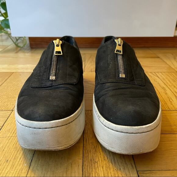 Vince Warner Zip Platform Black Suede Sneaker Women's 8US - Picture 7 of 13